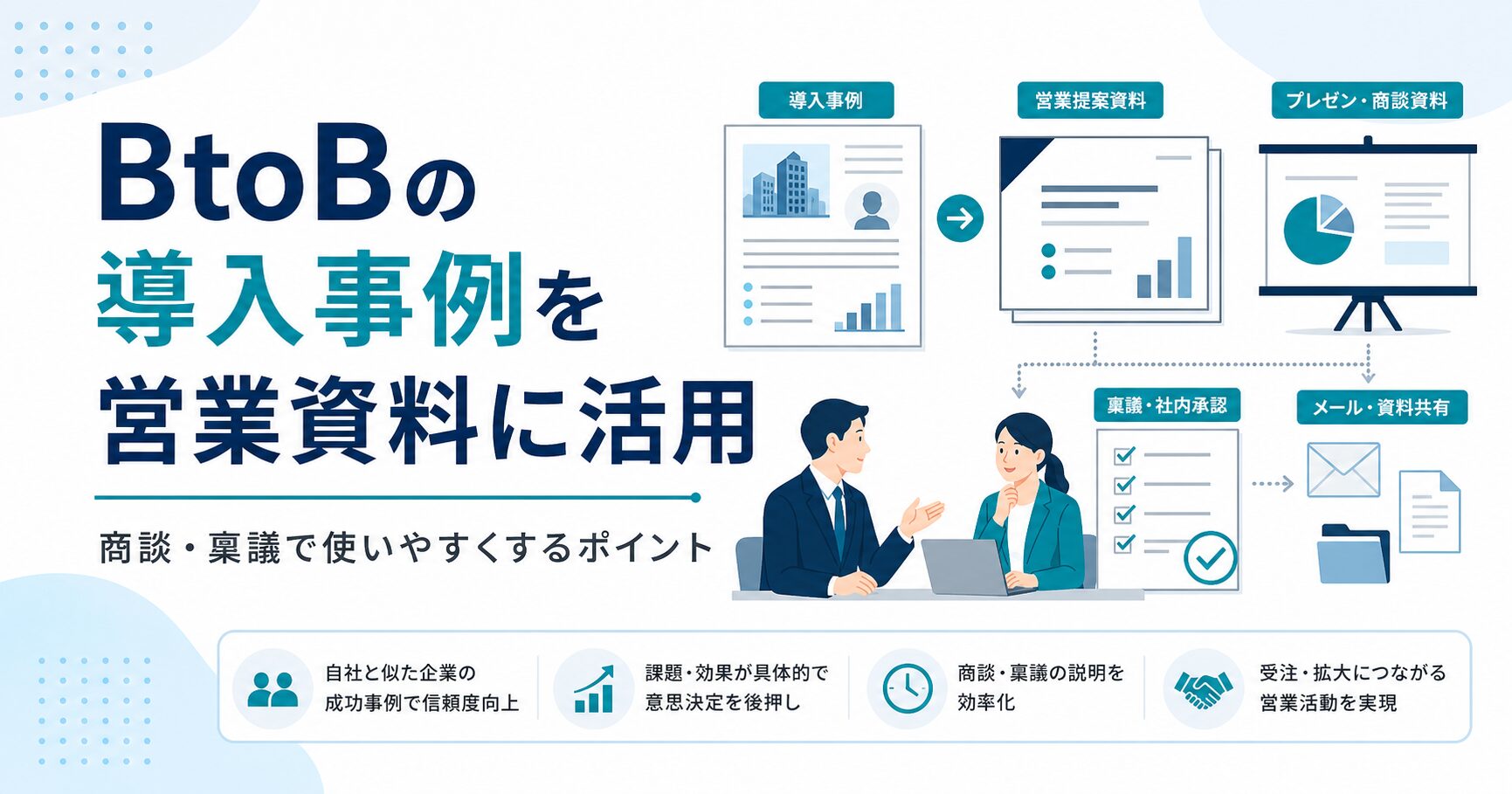 BtoBの導入事例を営業資料に活用する記事のアイキャッチ画像